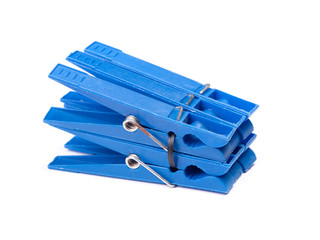 Blue plastic clothespins