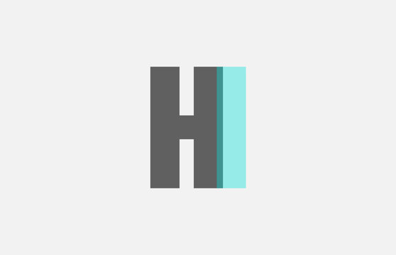 grey pastel blue alphabet letter combination HI H I for logo icon design