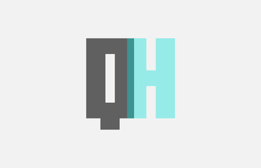 grey pastel blue alphabet letter combination QH Q H for logo icon design