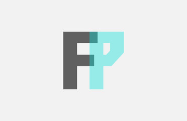 Obraz premium grey pastel blue alphabet letter combination FP F P for logo icon design