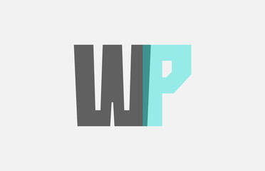 grey pastel blue alphabet letter combination WP W P for logo icon design