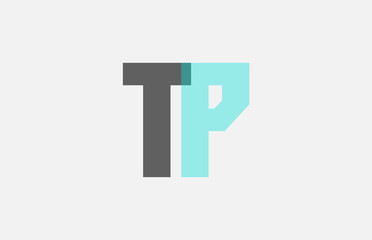 grey pastel blue alphabet letter combination TP T P for logo icon design