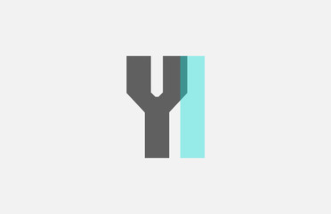 grey pastel blue alphabet letter combination YI Y I for logo icon design