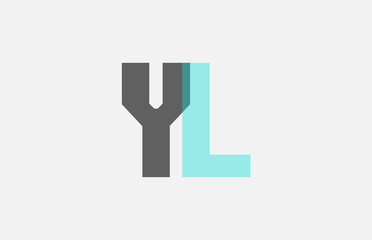 grey pastel blue alphabet letter combination YL Y L for logo icon design