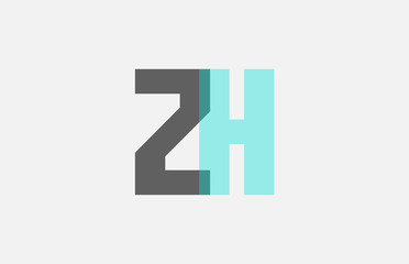 grey pastel blue alphabet letter combination ZH Z H for logo icon design