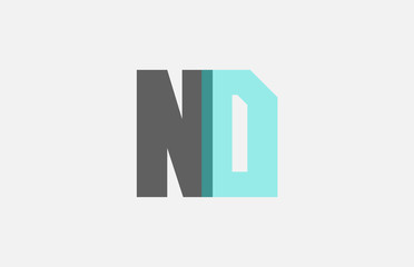 grey pastel blue alphabet letter combination ND N D for logo icon design