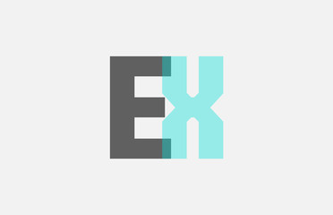 grey pastel blue alphabet letter combination EX E X for logo icon design