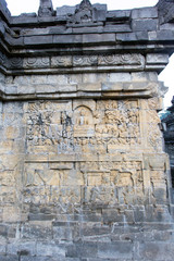 The Borobudur temple carved stone details