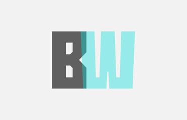 grey pastel blue alphabet letter combination BW B W for logo icon design