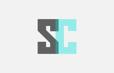 grey pastel blue alphabet letter combination SC S C for logo icon design