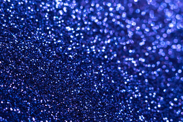 Naklejka na ściany i meble Blue glitter texture. Festive sparkling sequins background closeup. Wpaper for Valentine, New Year or Christmas Holidays