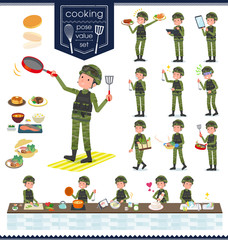 flat type military wear man_cooking