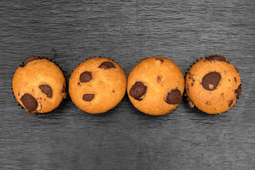 Chocolate chip muffin. View from above.