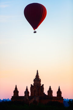 Hot air balloon fly over Bagan temple