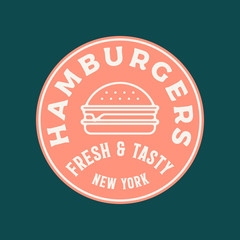 burger logo. retro styled fast food emblem, badge.