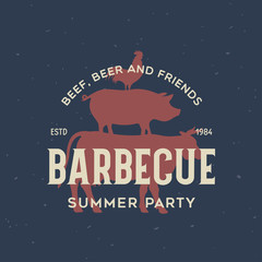 Steak House, barbecue, bbq party, restaurant logo template. Collection elements for grill menu design.