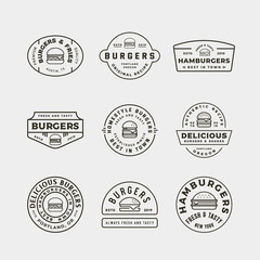 set of burger logos. retro styled fast food emblems