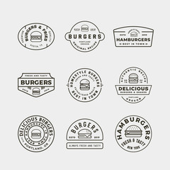 set of burger logos. retro styled fast food emblems