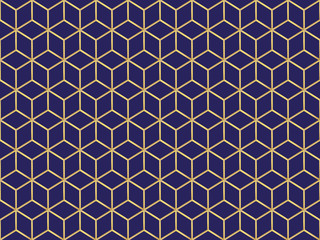 seamless blue background with gold colored cubes
