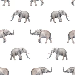 Glasschilderij Afrikaanse dieren Aquarel olifant naadloze vector patroon