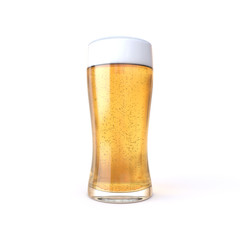 Glass of beer on white background