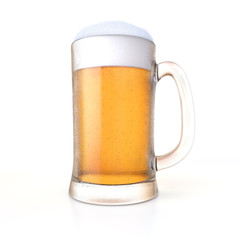 Glass of beer on white background