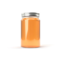 honey jar on white background