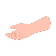 Outstretched begging hand isometric concept