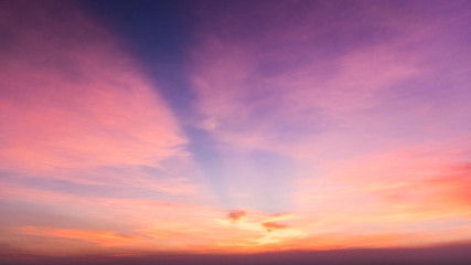 Beautiful Dramatic Cloudscape with Bright Red and Blue Clouds.Twilight sky and cloud after Sunset.