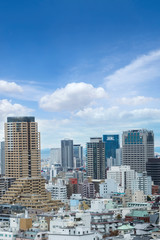 Fototapeta premium Cityscapes of Kobe city in winter Skyline, office building and downtown of Kobe Bay, Japan, Kobe has been an important port city.
