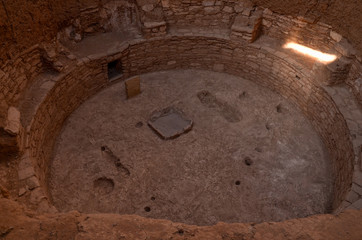 kiva in ancient pit house of Ancestral Puebloans in Mesa Verde National Park (Colorado, USA)