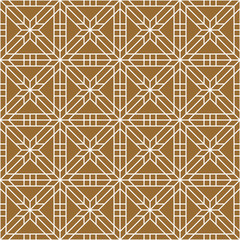 Seamless traditional Japanese ornament.Golden color background.White lines.