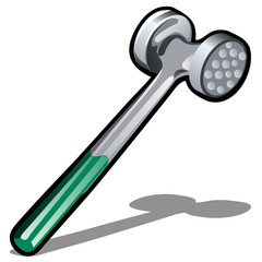 Meat tenderizer hammer isolated on white background. Vector cartoon close-up illustration.