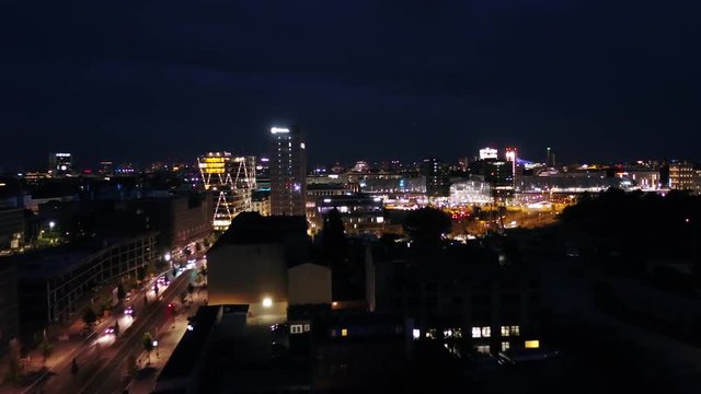 Aerial Germany Berlin June 2018 Night 30mm 4K Inspire 2 Prores  Aerial video of downtown Berlin in Germany at night