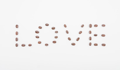 Coffee beans,Love Coffee.Valentine's Day background and texture.