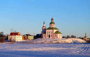 Orthodox Church in Russia Suzdal photographed at sunset