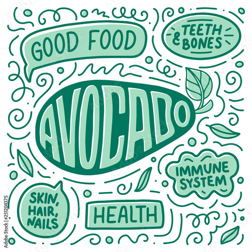 Doodle Poster With Lettering Natural Food Logo Design Sign Banner