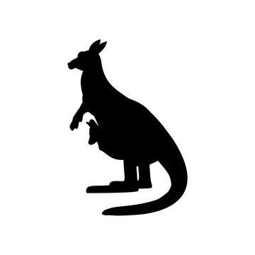 recommend clip art: Kangaroo mum with Kangaroo baby in pouch marsupial mammal silhouette animal. Vector Illustrator.	