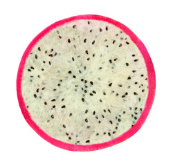 Pitaya red dragon fruit cut isolated on white background with clipping path.