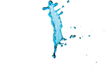 Interestingly Shaped Water Splash and Droplets Against Pure White Background