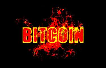 Fototapeta na wymiar bitcoin money crypto currency symbol logo fire flames design with a grunge or grungy texture