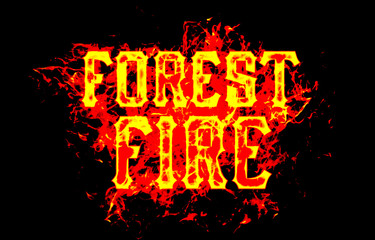 forest fire word text logo fire flames design with a grunge or grungy texture