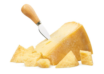Parmesan cheese isolated on white