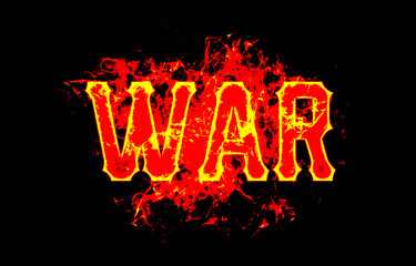 war word text logo fire flames design with a grunge or grungy texture
