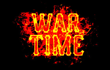 war time word text logo fire flames design with a grunge or grungy texture