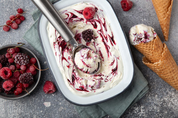 vanilla and berry ice cream