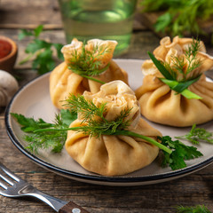 crepe pockets stuffed with meat and mushroom