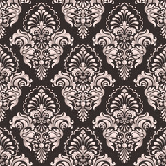 Vector damask seamless pattern background. Classical luxury old fashioned damask ornament, royal victorian seamless texture for wallpapers, textile, wrapping. Exquisite floral baroque template.