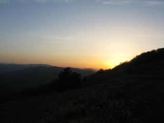 Fototapeta na wymiar Crimean mountains at sunset
