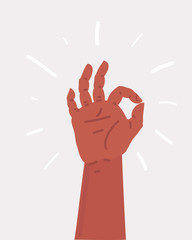 Ok hand sign hand on white background.